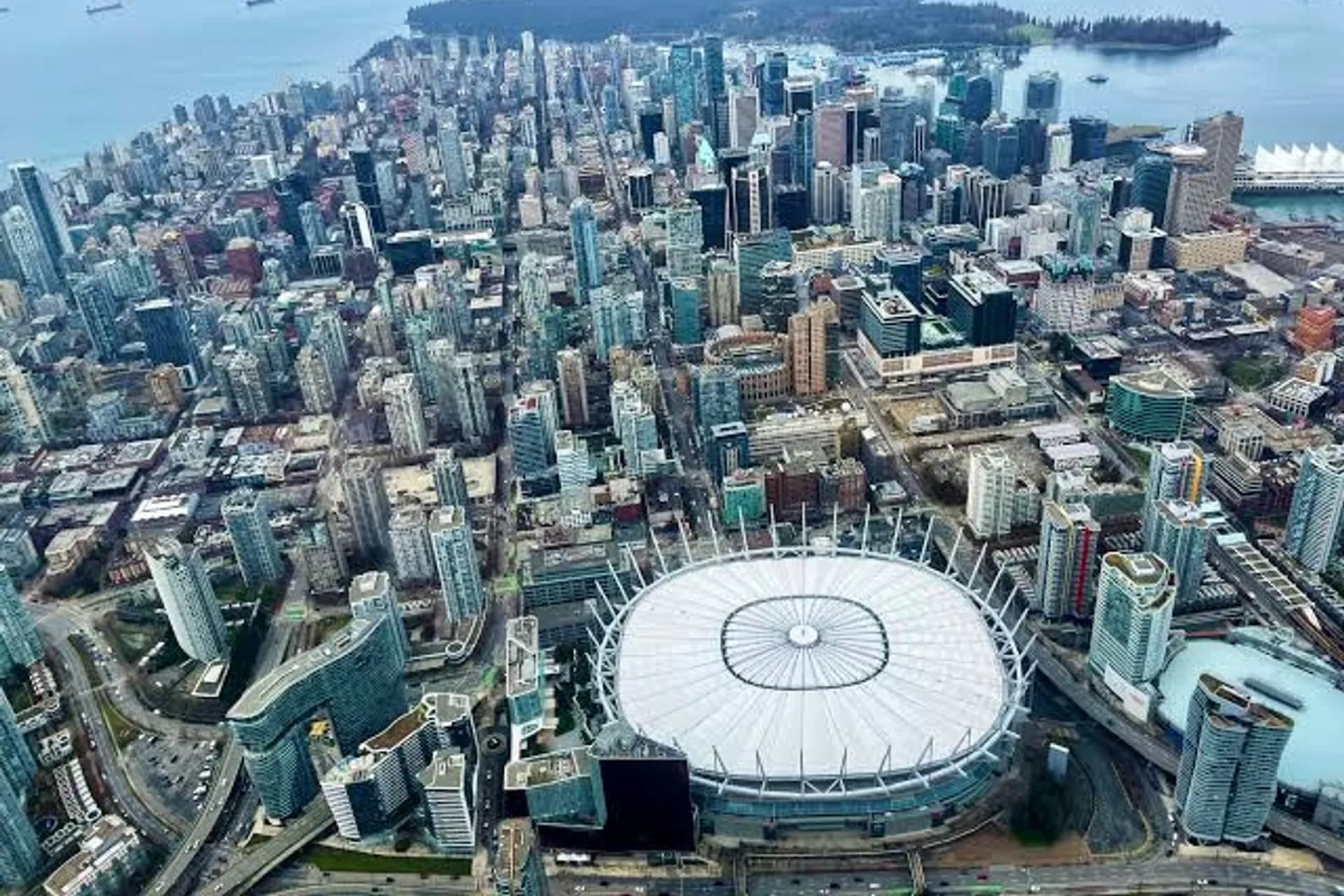 Aerial view of downtown Vancouver